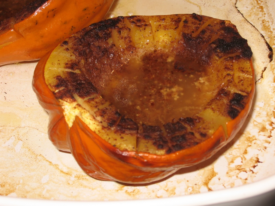 Click to enlarge - Baked and spiced acorn squash.