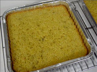 Ready for the pot luck in disposable container. If doubling the recipe, bake in multiple containers otherwise the center will not fully bake before the edges burn.