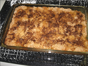 Apple crisp hot and golden brown right from the oven.