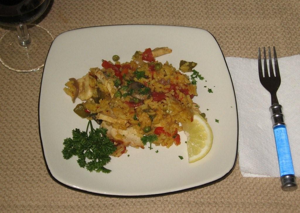 Click to enlarge -  Lemon lime chicken chicken paella, a good tasting and satisfying meal for a family.
