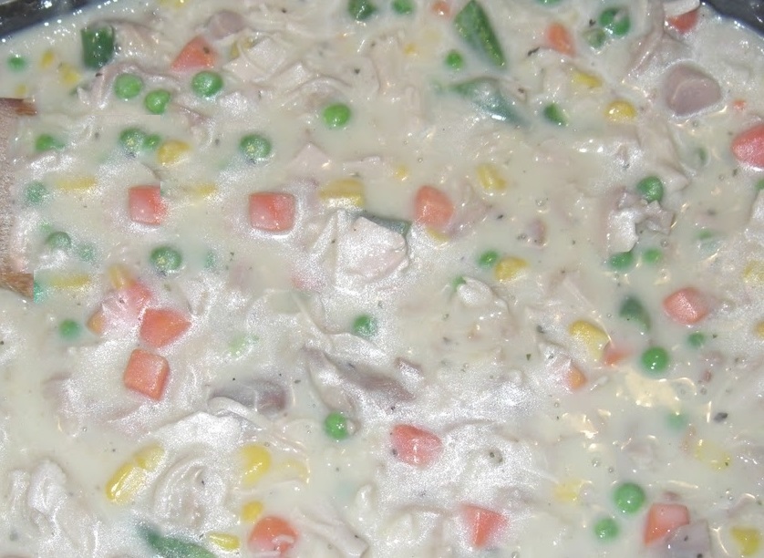 Click to enlarge - Chicken and vegetable mixture for filling the pie.