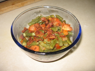 Click to enlarge - A Southern tradition, bacon fried green beans.