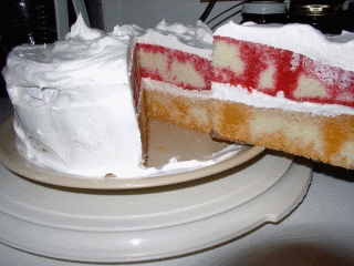 Raspberry and apricot flavor Jell-O shown